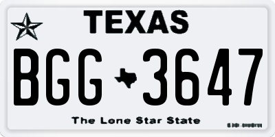 TX license plate BGG3647