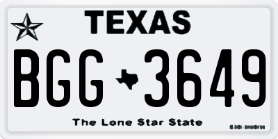 TX license plate BGG3649