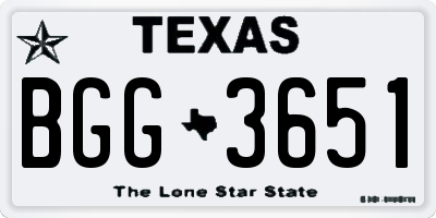 TX license plate BGG3651