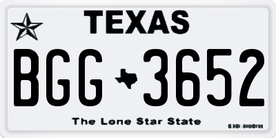 TX license plate BGG3652