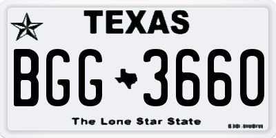 TX license plate BGG3660