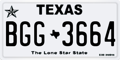 TX license plate BGG3664