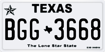 TX license plate BGG3668