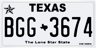 TX license plate BGG3674