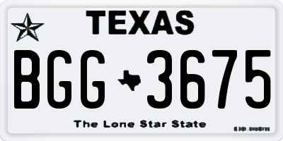 TX license plate BGG3675