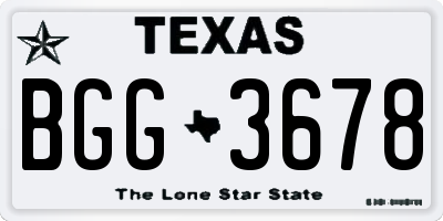 TX license plate BGG3678