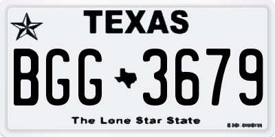 TX license plate BGG3679