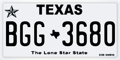 TX license plate BGG3680