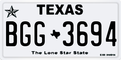 TX license plate BGG3694