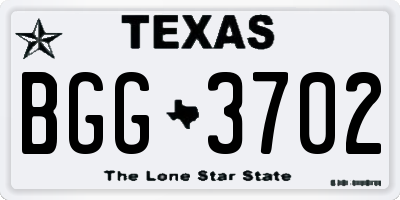 TX license plate BGG3702