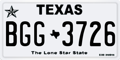 TX license plate BGG3726
