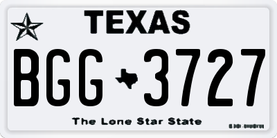 TX license plate BGG3727