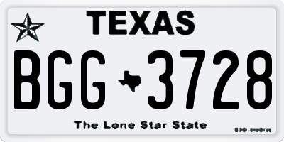 TX license plate BGG3728