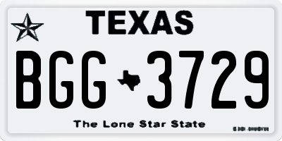TX license plate BGG3729