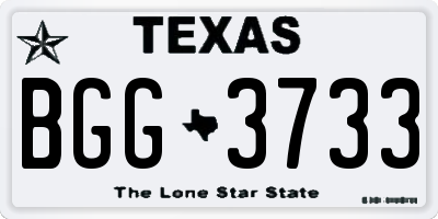 TX license plate BGG3733