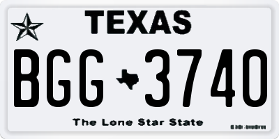 TX license plate BGG3740