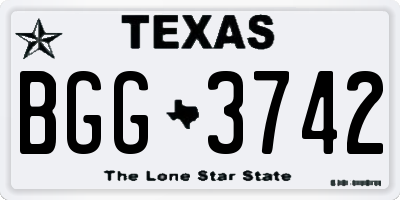 TX license plate BGG3742