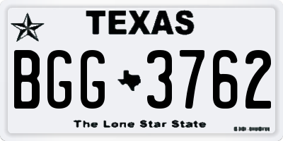 TX license plate BGG3762