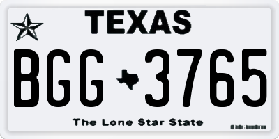 TX license plate BGG3765