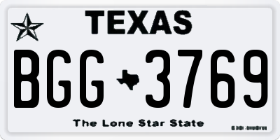 TX license plate BGG3769