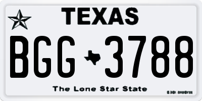 TX license plate BGG3788