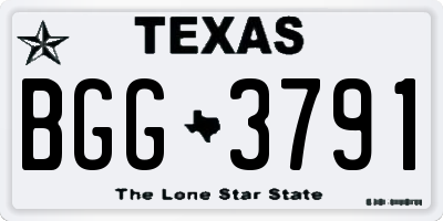 TX license plate BGG3791
