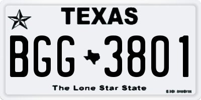 TX license plate BGG3801