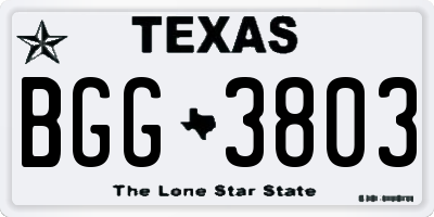 TX license plate BGG3803