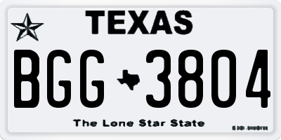 TX license plate BGG3804