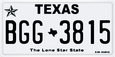 TX license plate BGG3815