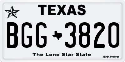 TX license plate BGG3820