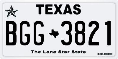 TX license plate BGG3821