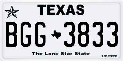 TX license plate BGG3833