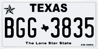 TX license plate BGG3835