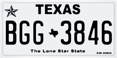 TX license plate BGG3846