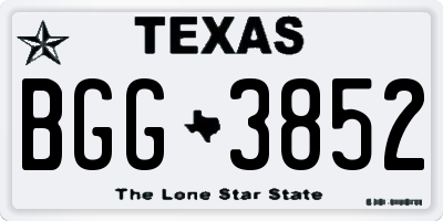 TX license plate BGG3852