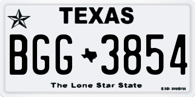 TX license plate BGG3854