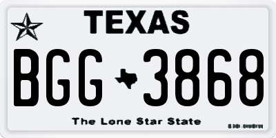 TX license plate BGG3868