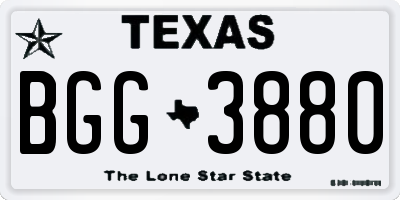 TX license plate BGG3880
