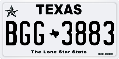 TX license plate BGG3883