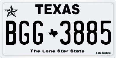 TX license plate BGG3885