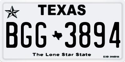 TX license plate BGG3894