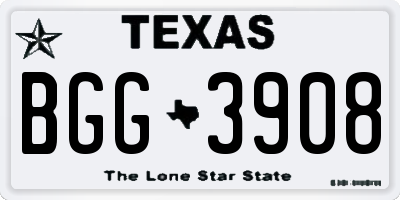 TX license plate BGG3908