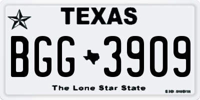 TX license plate BGG3909