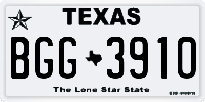 TX license plate BGG3910