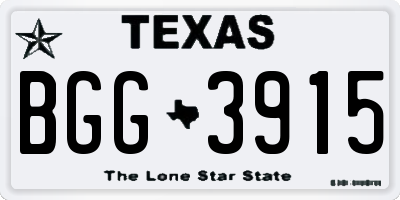 TX license plate BGG3915