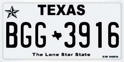 TX license plate BGG3916