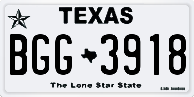 TX license plate BGG3918