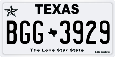 TX license plate BGG3929