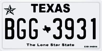 TX license plate BGG3931